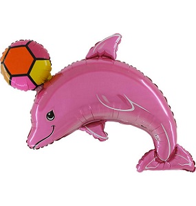 45" Dolphin Pink With Ball Foil Balloon