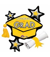 31" SuperShape Congrats Grad Yellow Cluster Packaged Balloon