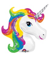 33" Jumbo Rainbow Unicorn Head Balloon