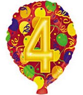 17" Number Shaped "4" Packaged Balloon