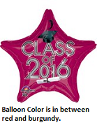 18" Class of 2016 - Red/Burgundy Balloon