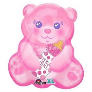16" Junior Shape Xl Baby Girl Bear With Bottle Balloon