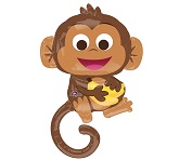 36" Happy Monkey Balloon with Banana