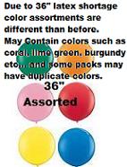 36" STD Assorted Latex Balloons 6 Pack