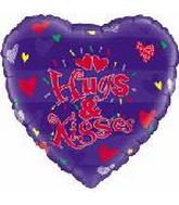 9" Hugs & Kisses Heart Airfill-Only Mylar Balloon
