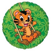 18" Green Circle Tiger Cub Mylar Balloon