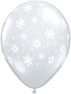 11" Snowflakes Around Clear (50 Count) Latex Balloons