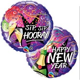18" New Year-Sip, Sip Hooray Balloon