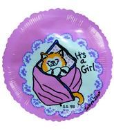 2" Airfill Only It's a Girl Cat Blanket Balloon
