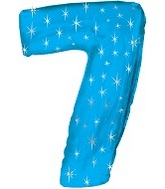 38" Blue Sparkle Seven Number Balloon