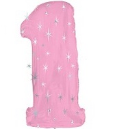 38" Pink Sparkle One Number Balloon