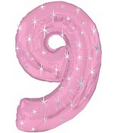 38" Pink Sparkle Nine Number Balloon