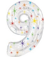 38" Multi-Colored Sparkles Nine Balloon