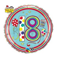 18" Dots & Stripes Age 18 Licensed Mylar Balloon