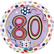 18" Dots & Stripes Age 80 Licensed Mylar Balloon