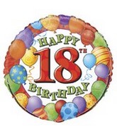 18" Happy 18th Birthday Balloons