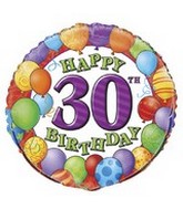 18" Happy 30th Birthday Balloons