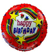 9" Airfill Only Happy Birthday Stars Rainbow Balloons