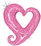 37" Holographic Chain of Hearts Pink Balloon
