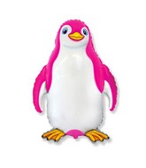 24" Pink Happy Penguin Shaped Balloon