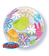 22" Spring Bunnies & Flowers Bubble Balloon