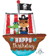 34" Jumbo Happy Birthday Pirate Ship Balloon
