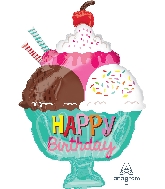 18" Ice Cream Sundae Happy Birthday Balloon