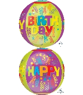 16" Orbz Jumbo Happy Happy Birthday Balloon