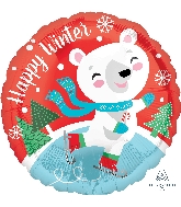 18" Skating Winter Bear Balloon