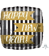 18" Happy New Years Vertical Stripes Balloon