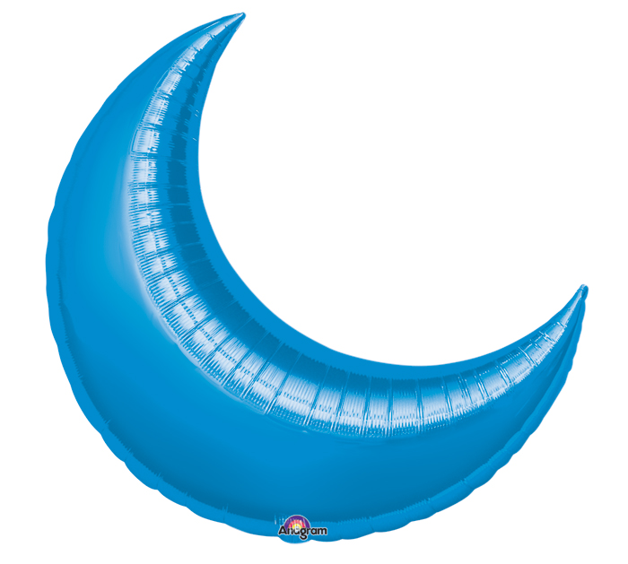 17" Airfill Only Mini Shape Blue Crescent Balloon