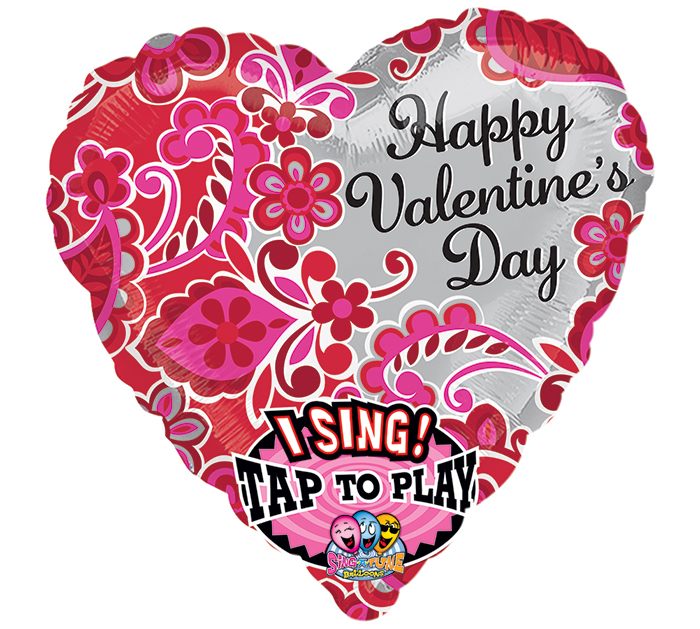 29" Singing Happy Valentines Day Sweet Paisley Packaged Balloon