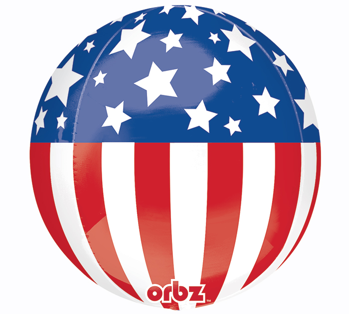 16" Patriotic Stars & Stripes Orbz Balloons