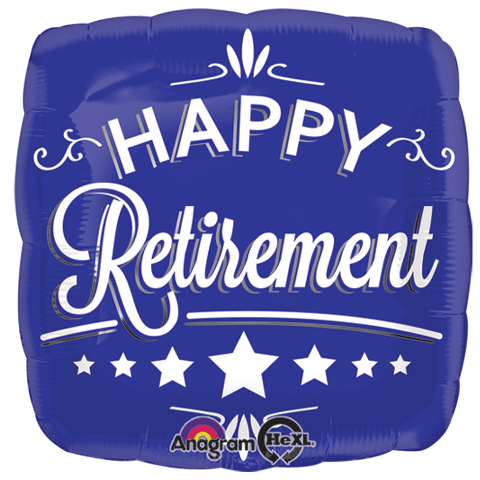 18" Happy Retirement Blue Square Balloon