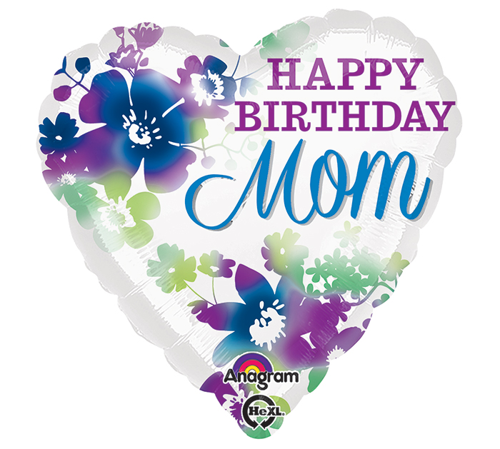 18" Happy Birthday Mom Watercolor Balloon | Bargain Balloons - Mylar