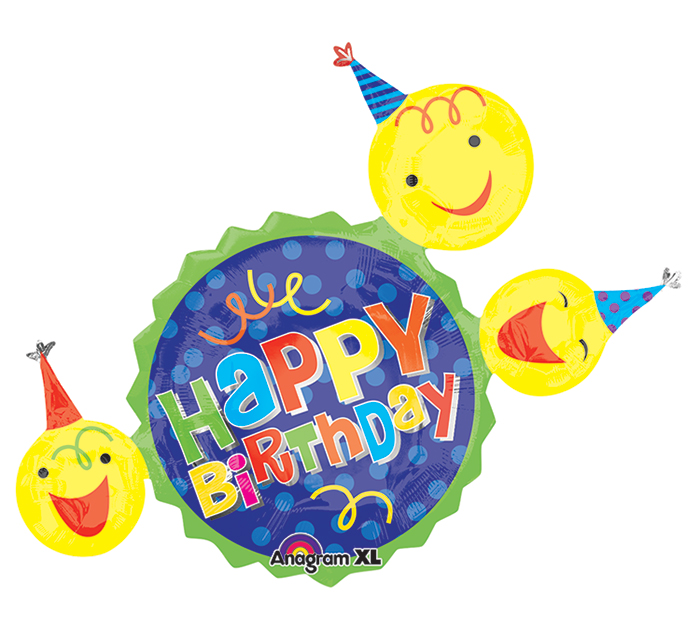 36 Supershape Happy Birthday Smiley Faces Balloon Bargain Balloons Mylar Balloons And Foil Balloons