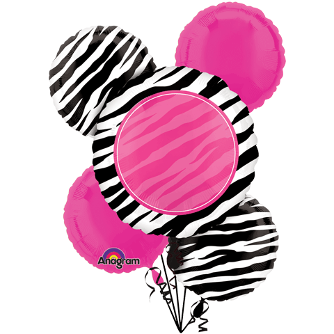 Bouquet Personalized Zebra Party Balloon Packaged