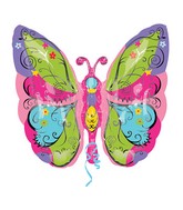 25" SuperShape Whimsical Garden Butterfly Balloon