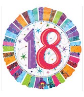 18" Holographic Radiant Birthday 18 Balloon