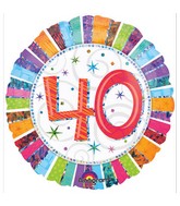 18" Holographic Radiant Birthday 40 Balloon Packaged