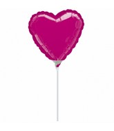 4" Airfill Only Heart Fuchsia Heart Balloon