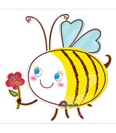 36" Bee with Flower Mylar Balloon