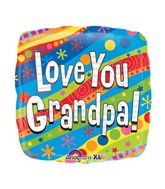 18" Colorful Love You Grandpa Balloon Packaged
