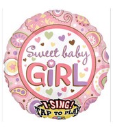 28" Sweet Baby Girl Jumbo Sing-A-Tune Balloon