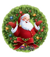 18" Jolly Santa in Wreath Balloon