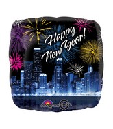 18" New Years Skyline & Fireworks Balloon