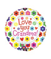 21" ColorBlast Love You Grandma Flowers Balloon
