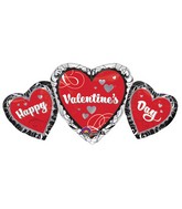 34" SuperShape Happy Valentines Day Heart Trio Balloon