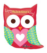 27" SuperShape Happy Valentine's Day Owl Balloon