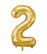 35" Anagram Brand SuperShape 2 Gold Balloon Packaged